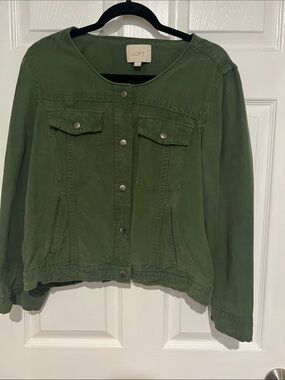 LOFT Green Utility Snap-Front Jacket